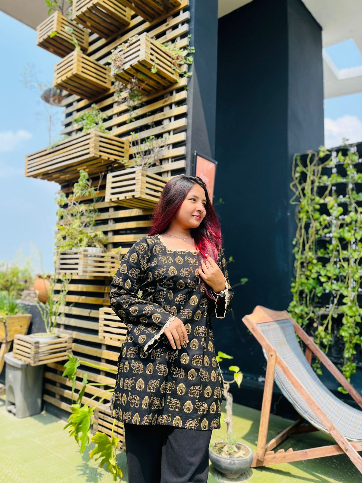 Image of Classic Black Printed Short Kurti Shirt