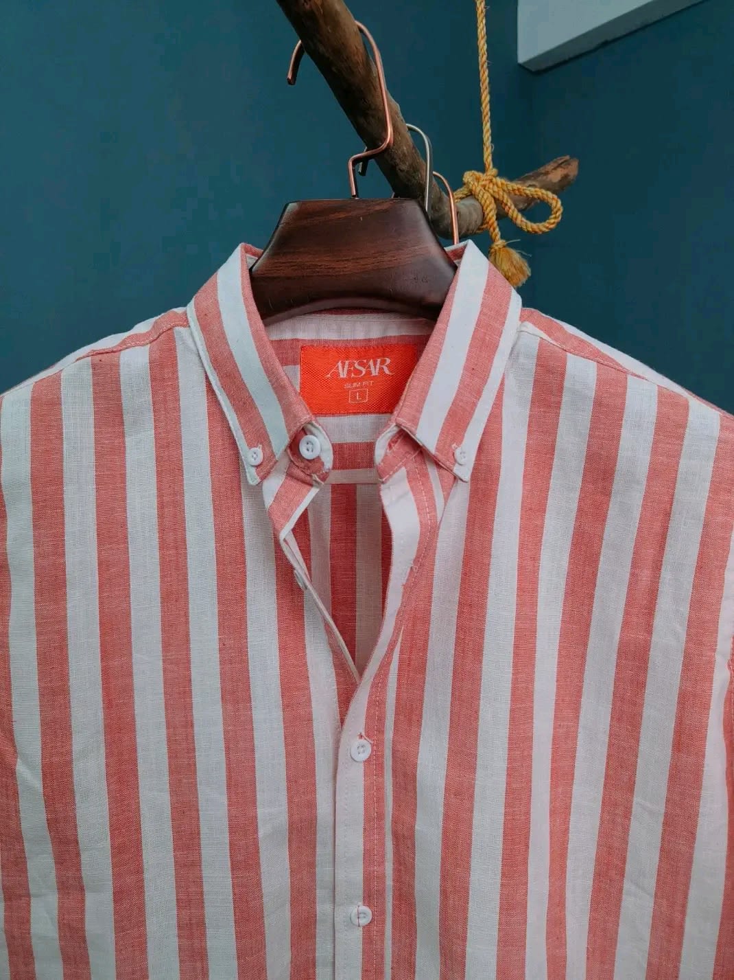 Image of Light Red Shirt with White Check Pattern